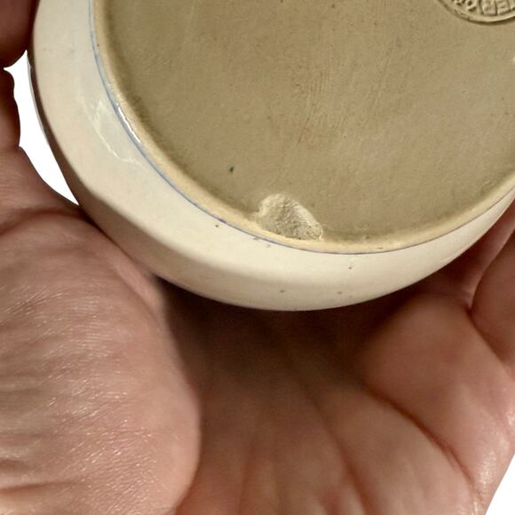 Deneen Pottery VTG Stoneware Blue Glaze Leaves Feathers Soap Dispenser Bud Vase - Picture 11 of 11